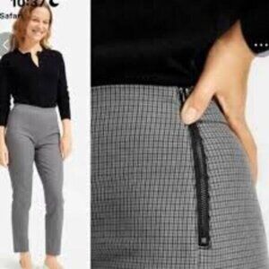 Everlane Plaid Checkered Crop Work Grey Pants Side Zipper 4